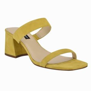 Nine West Galvin Block Heel Slides - Yellow - Ireland (GR8351720)